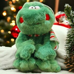 Happy Holidays SugarLoaf Christmas Frog Candy Cane Scarf Plush Stuffed Toy w/tag